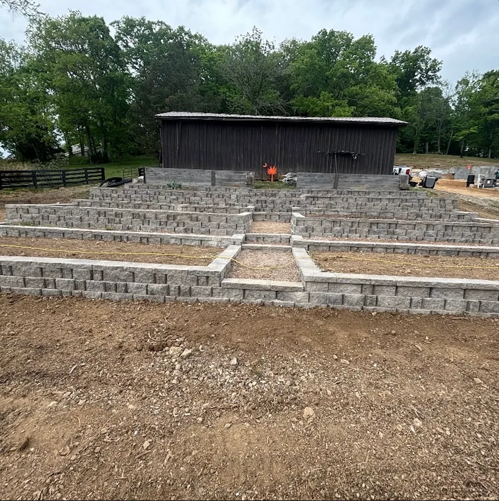 After terraced retaining wall in Franklin, TN