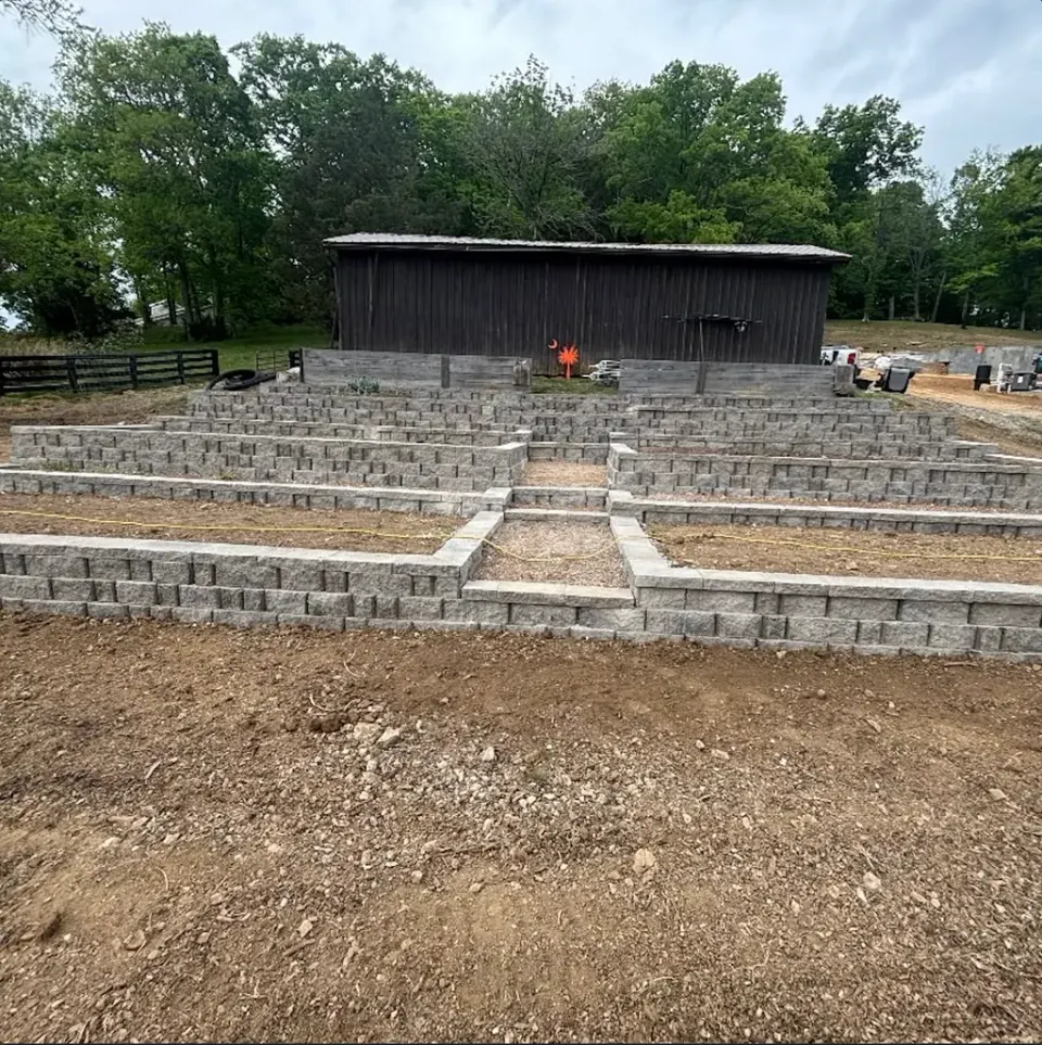 After terraced retaining wall in Franklin, TN