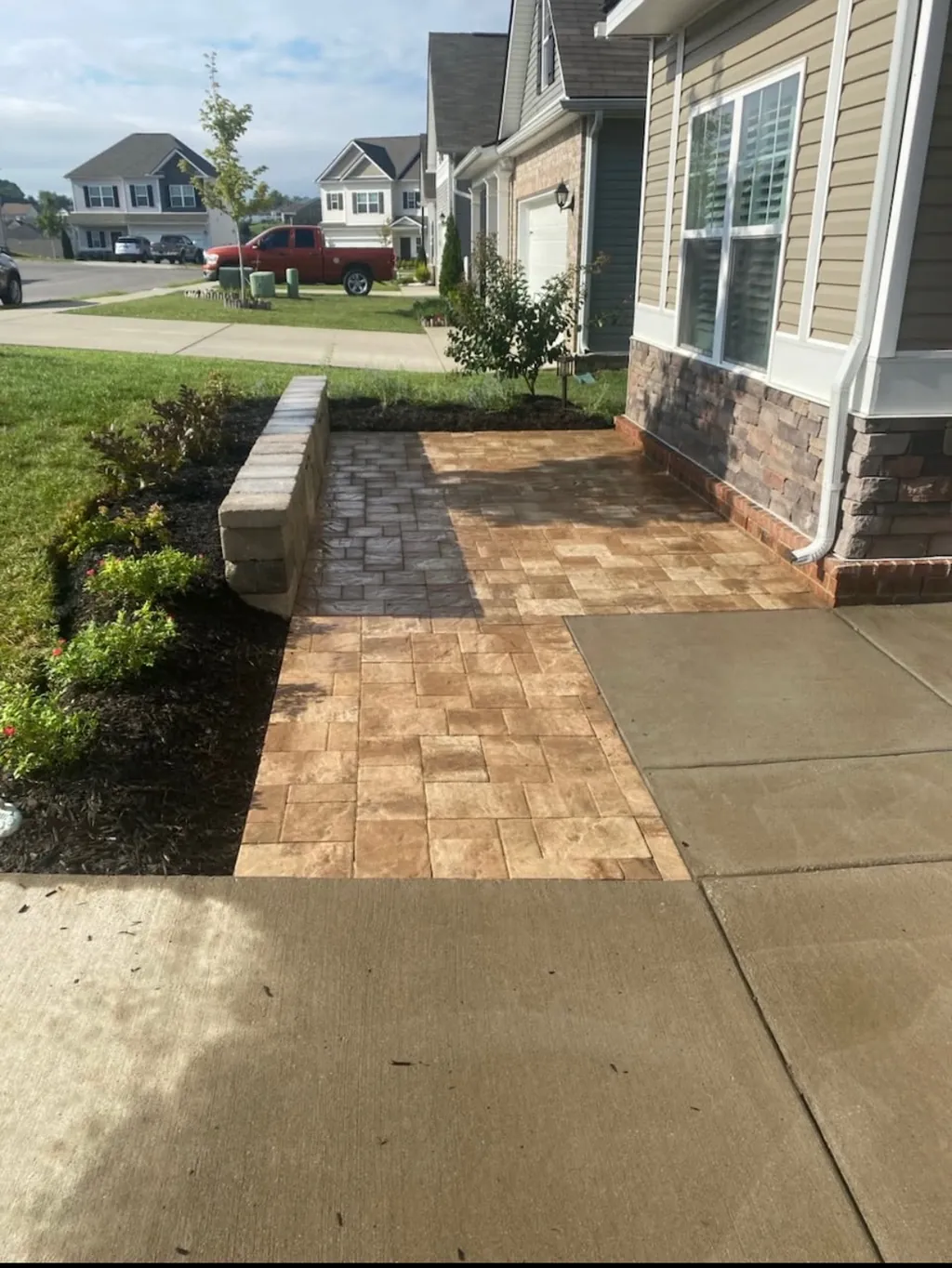 Stamped patio hardscaping project in Spring Hill, Tennessee by MRX Landscaping